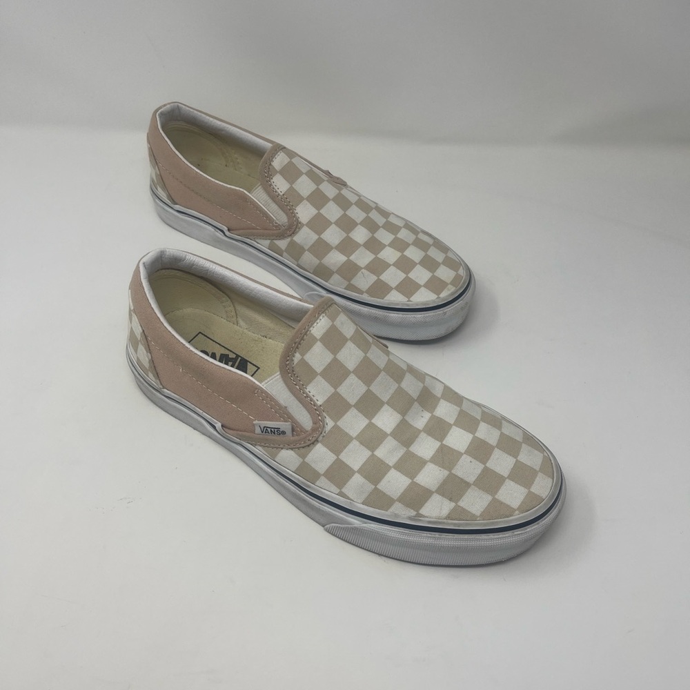 Vans Checkered Slip-On Sneakers - tan  and White unisex size
